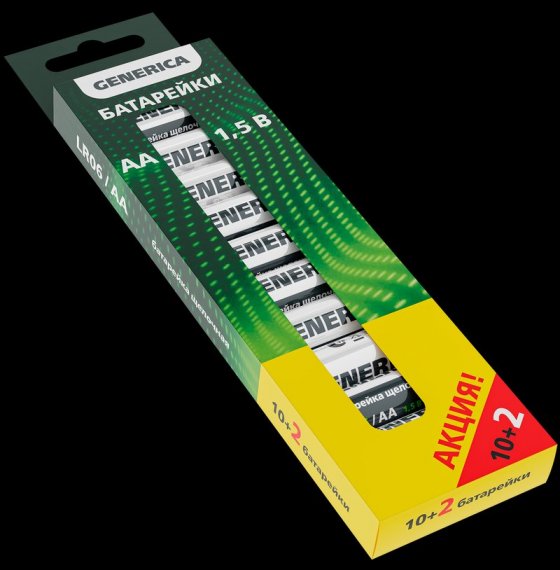 Фотография товара 'Generica ABT-LR06-ST-B12-G Батарейка щелоч. Alkaline LR06/AA (10+2шт) ПРОМО'